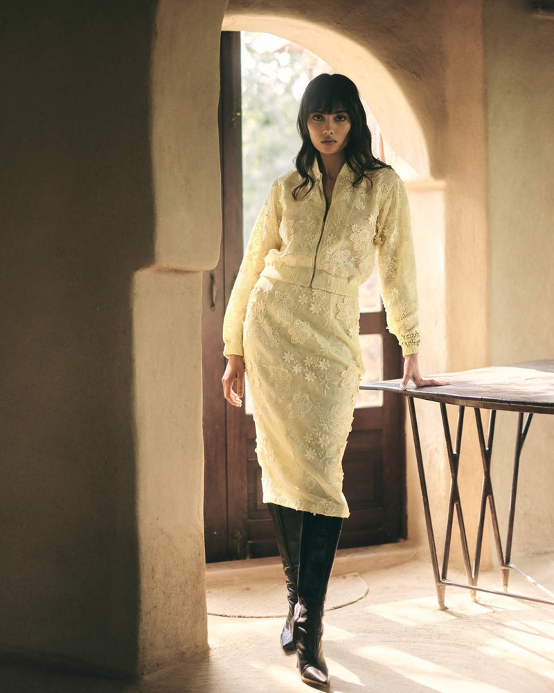 Sunlit Lace Jacket and Skirt Set