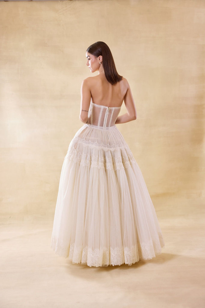 Corseted Tulle Lace Dress