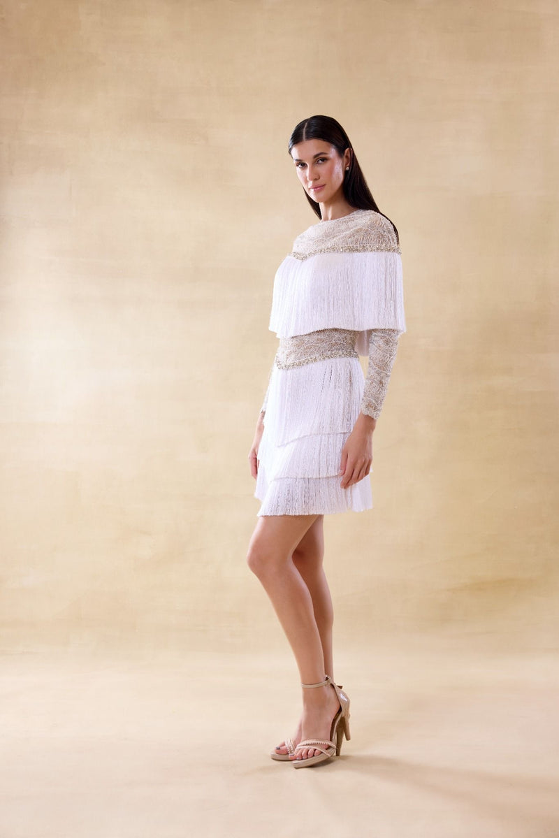 White Fringe Dress