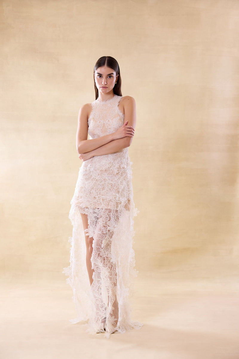 Lace Whisper Asymmetric Dress