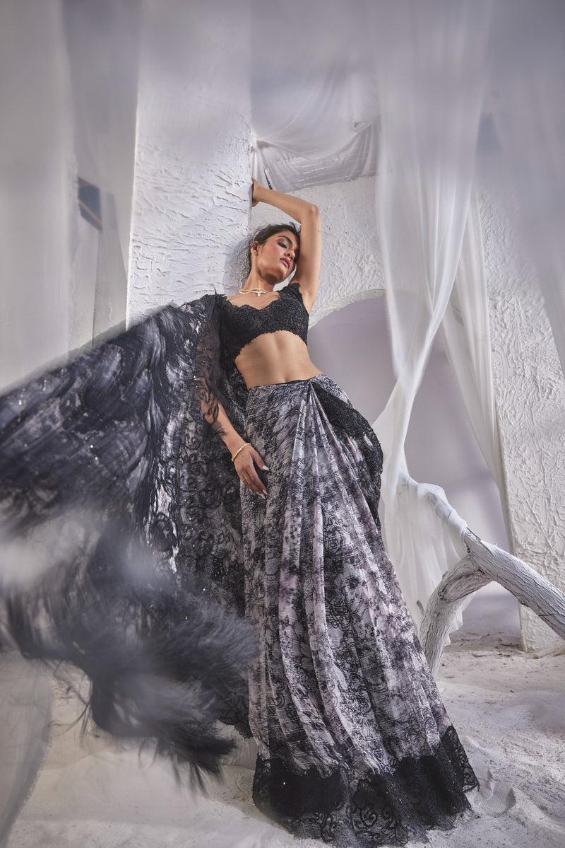Lace Noir Saree
