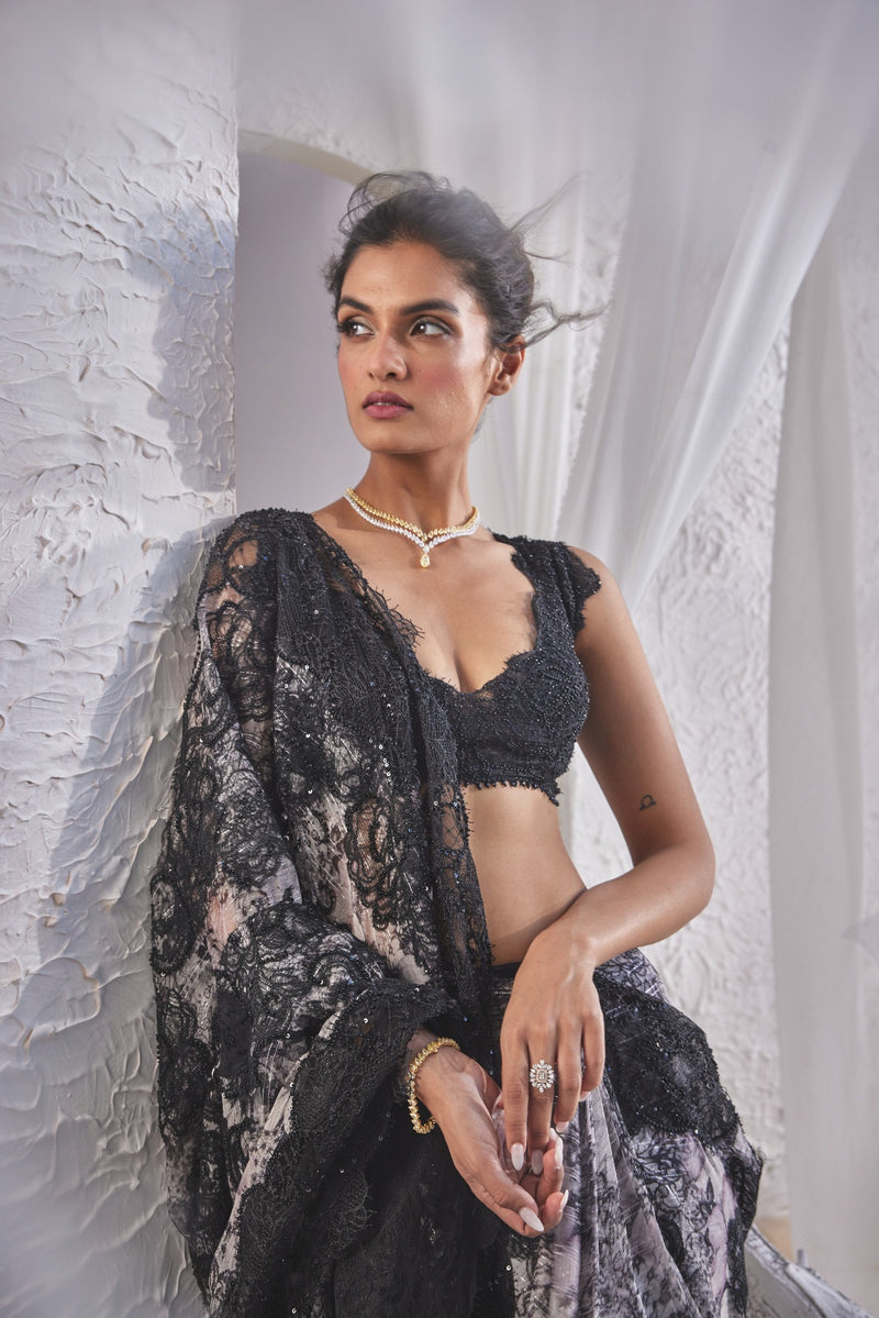 Lace Noir Saree