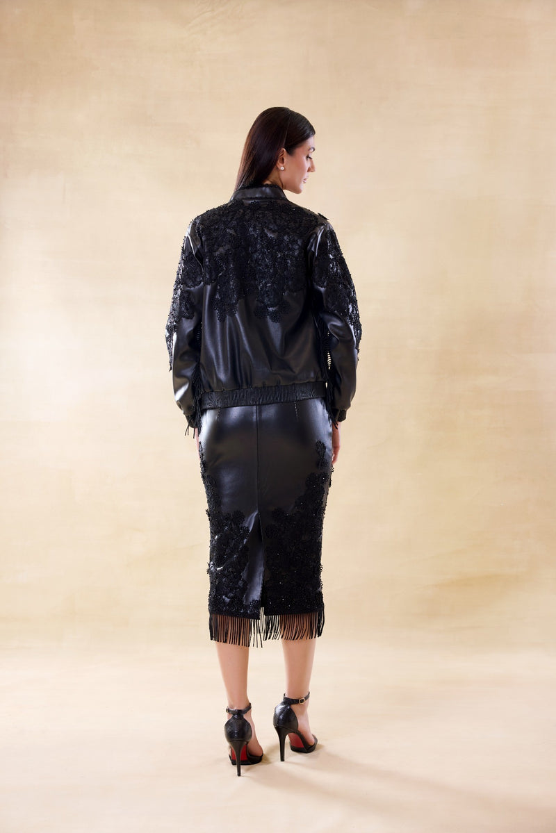 Noir Allure Jacket-Skirt Set
